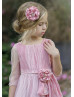 Blush Pink Tulle Layered Flower Girl Dress With Lace Hem